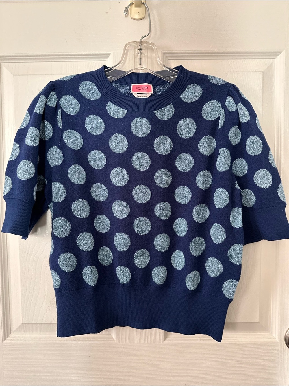 kate spade Navy Blue Polka Dot Short-Sleeve Sweater